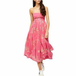 Free People Baja Babe midi dress in hot pink combo